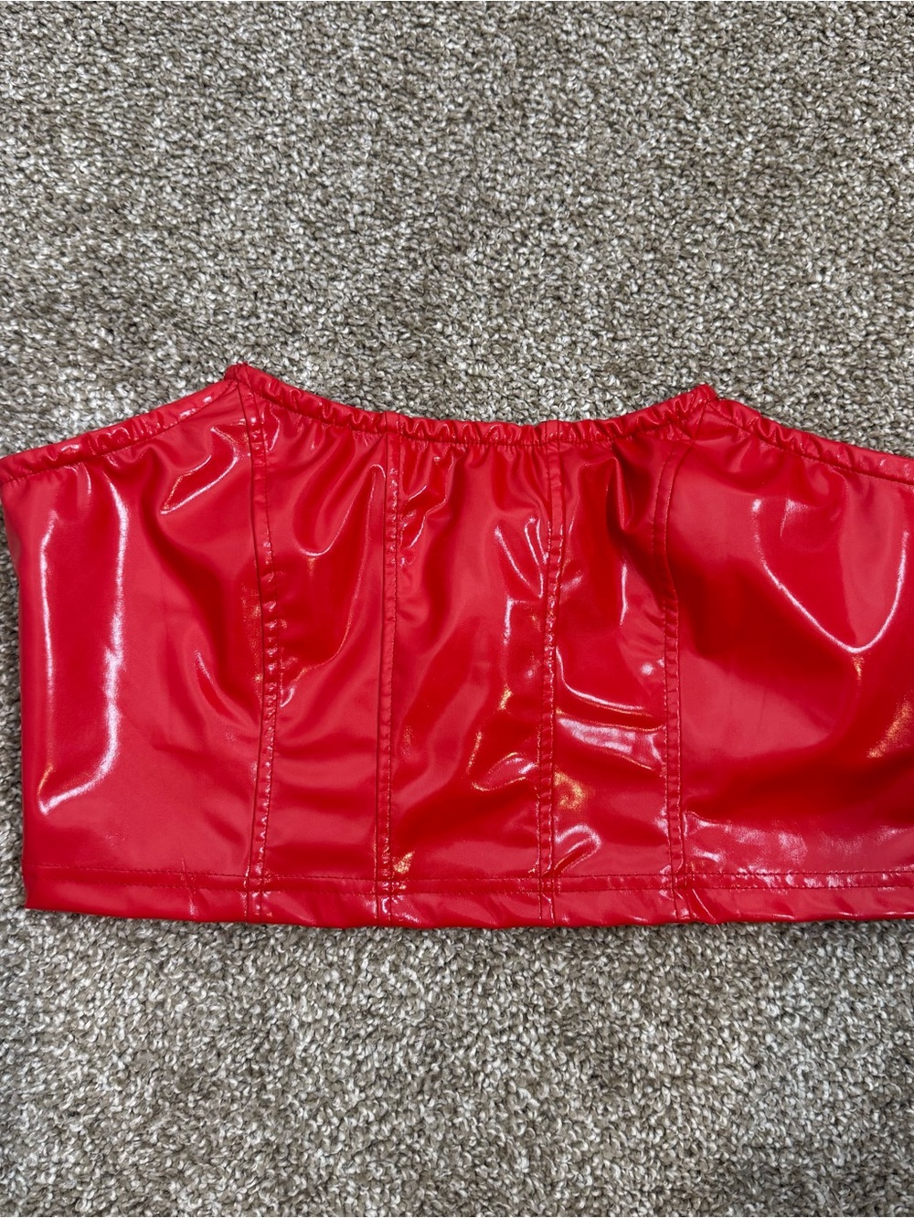 SHEIN Red Glossy Strapless Top
